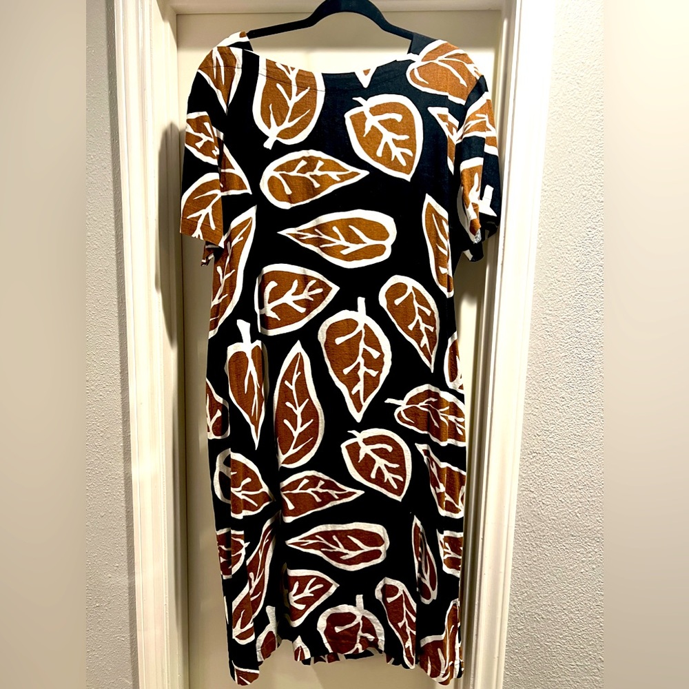 Who What Wear Brown and Black Leaf Print Dress